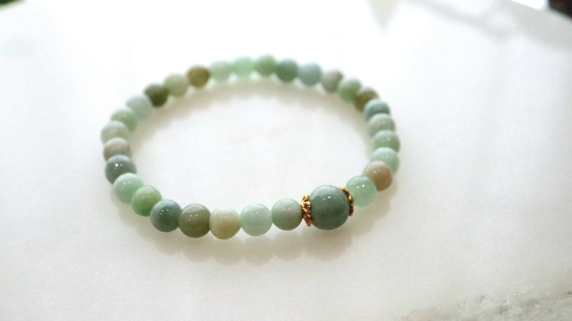 Burmese Jade Bracelect, Jade Bead Bracelet, Genuine Burmese Jade