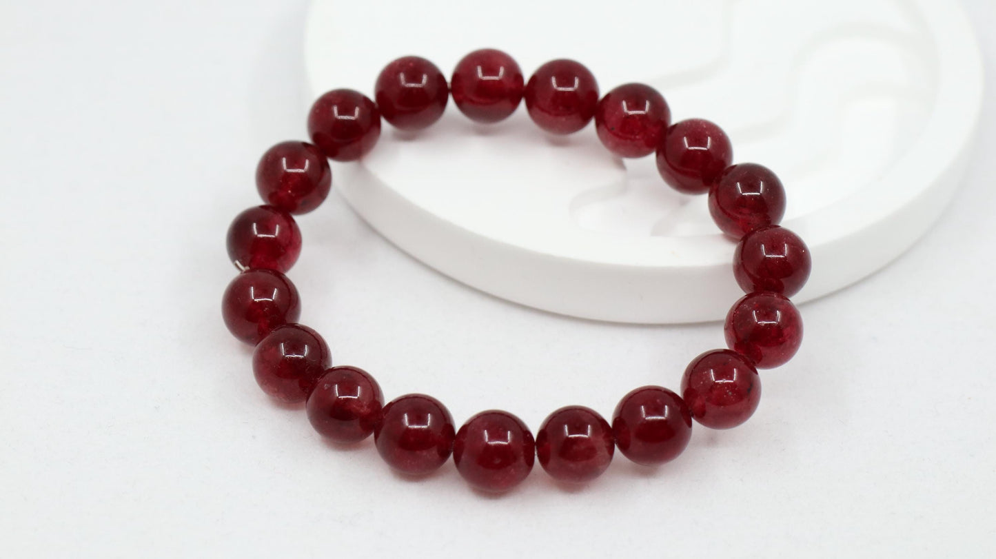 Strawberry Quartz, Healing Quartz, Crystal Bracelet, Color Enhanced