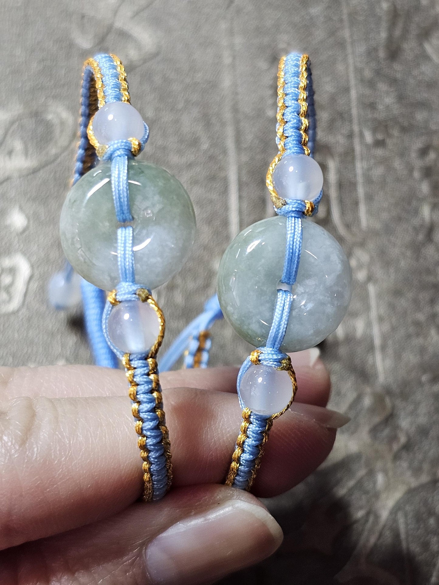 Burmese Jade Bracelet, Donut Jade Pendant, Braided Bracelet, Grounding, Protection, Amulet Bracelet