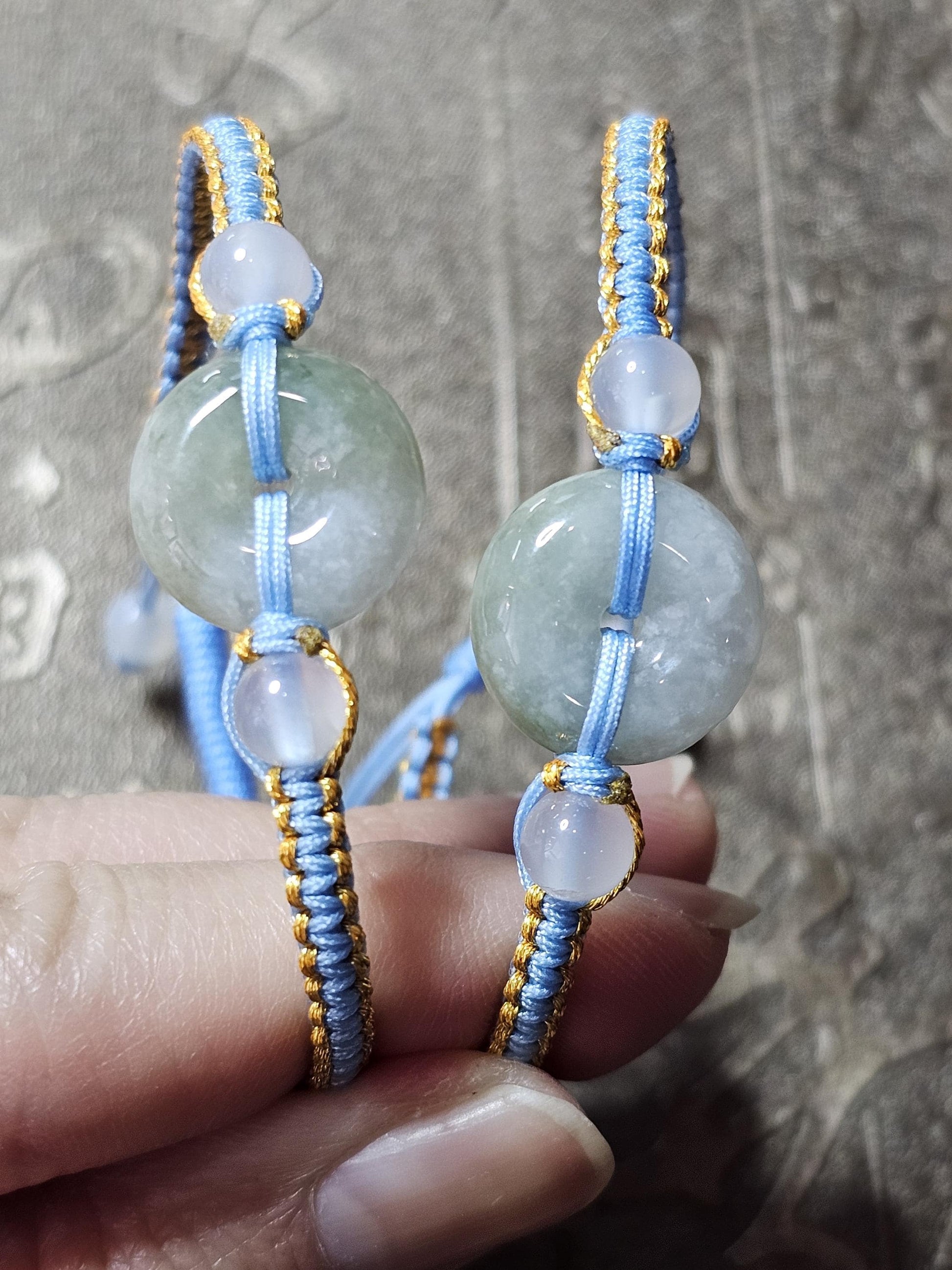 Burmese Jade Bracelet, Donut Jade Pendant, Braided Bracelet, Grounding, Protection, Amulet Bracelet