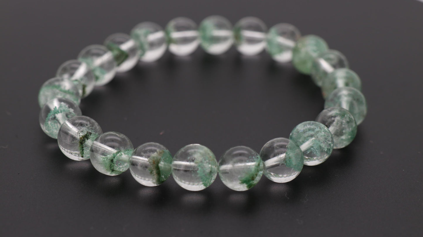Green Phantom Bead Bracelet, Grounded and Protected, Clear Negative Energy