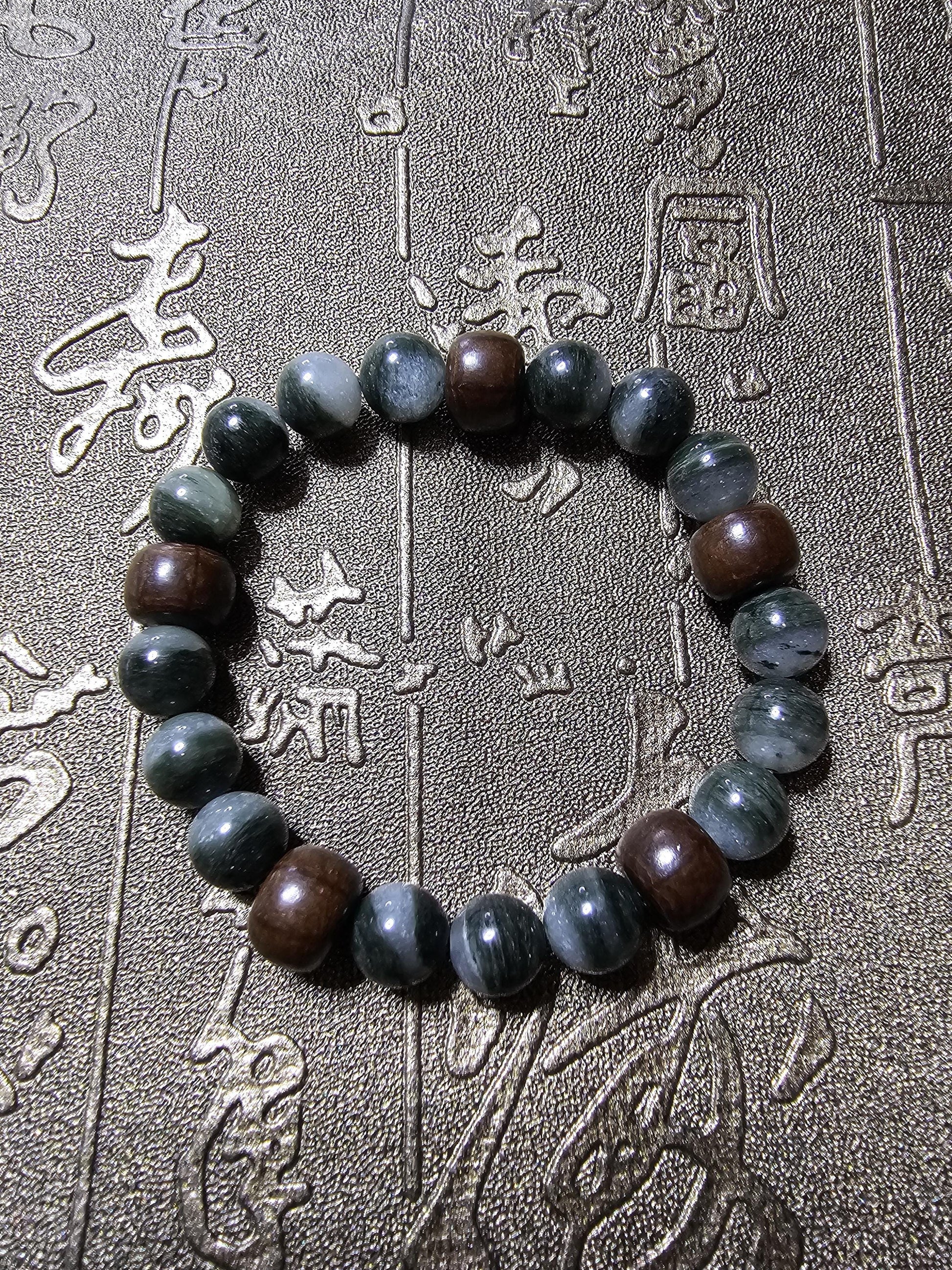 Green Phantom Bracelect, Wood Bracelet, Green Phantom Crystal, Abelia Wood, Work Energy,Regeneration
