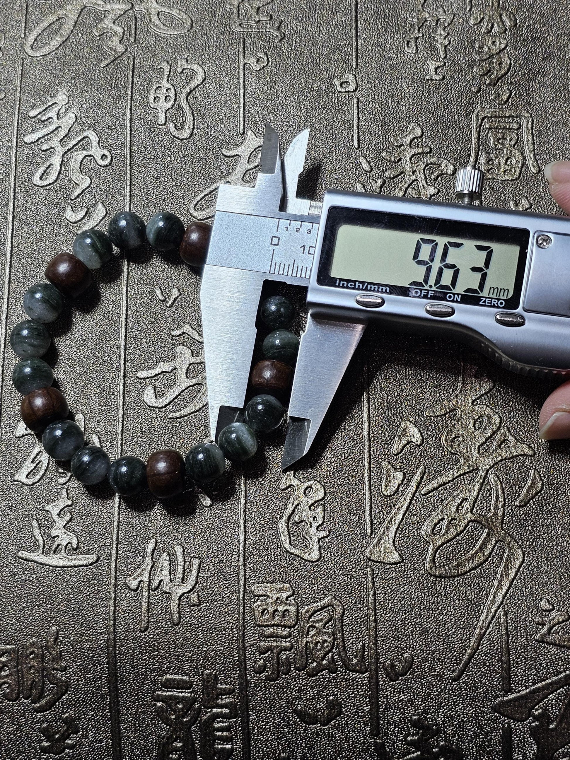 Green Phantom Bracelect, Wood Bracelet, Green Phantom Crystal, Abelia Wood, Work Energy,Regeneration