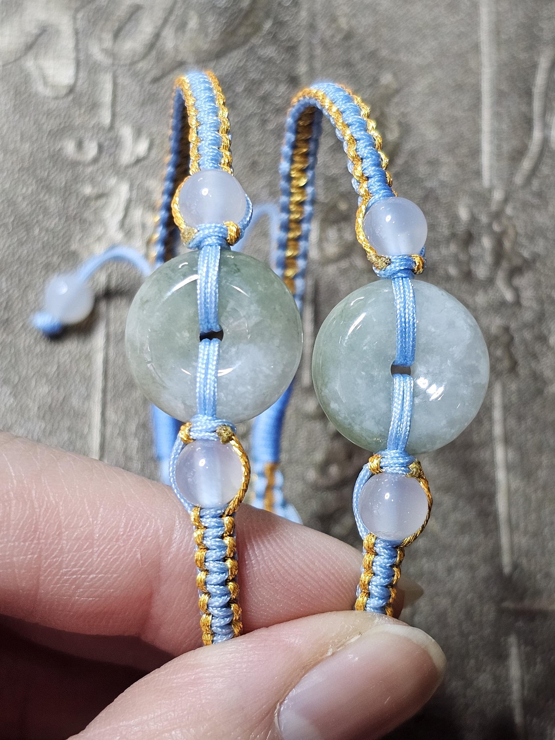 Burmese Jade Bracelet, Donut Jade Pendant, Braided Bracelet, Grounding, Protection, Amulet Bracelet