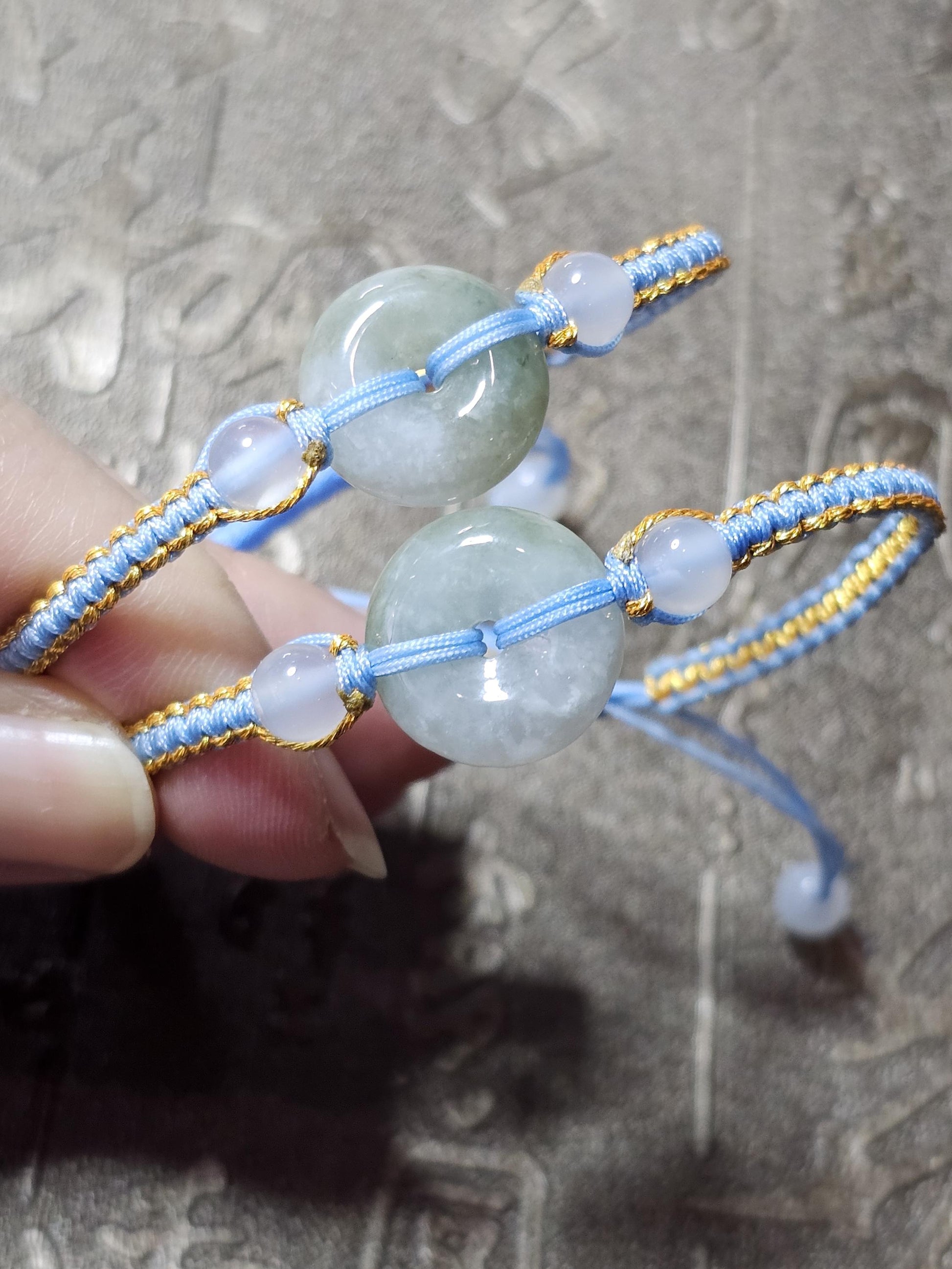 Burmese Jade Bracelet, Donut Jade Pendant, Braided Bracelet, Grounding, Protection, Amulet Bracelet