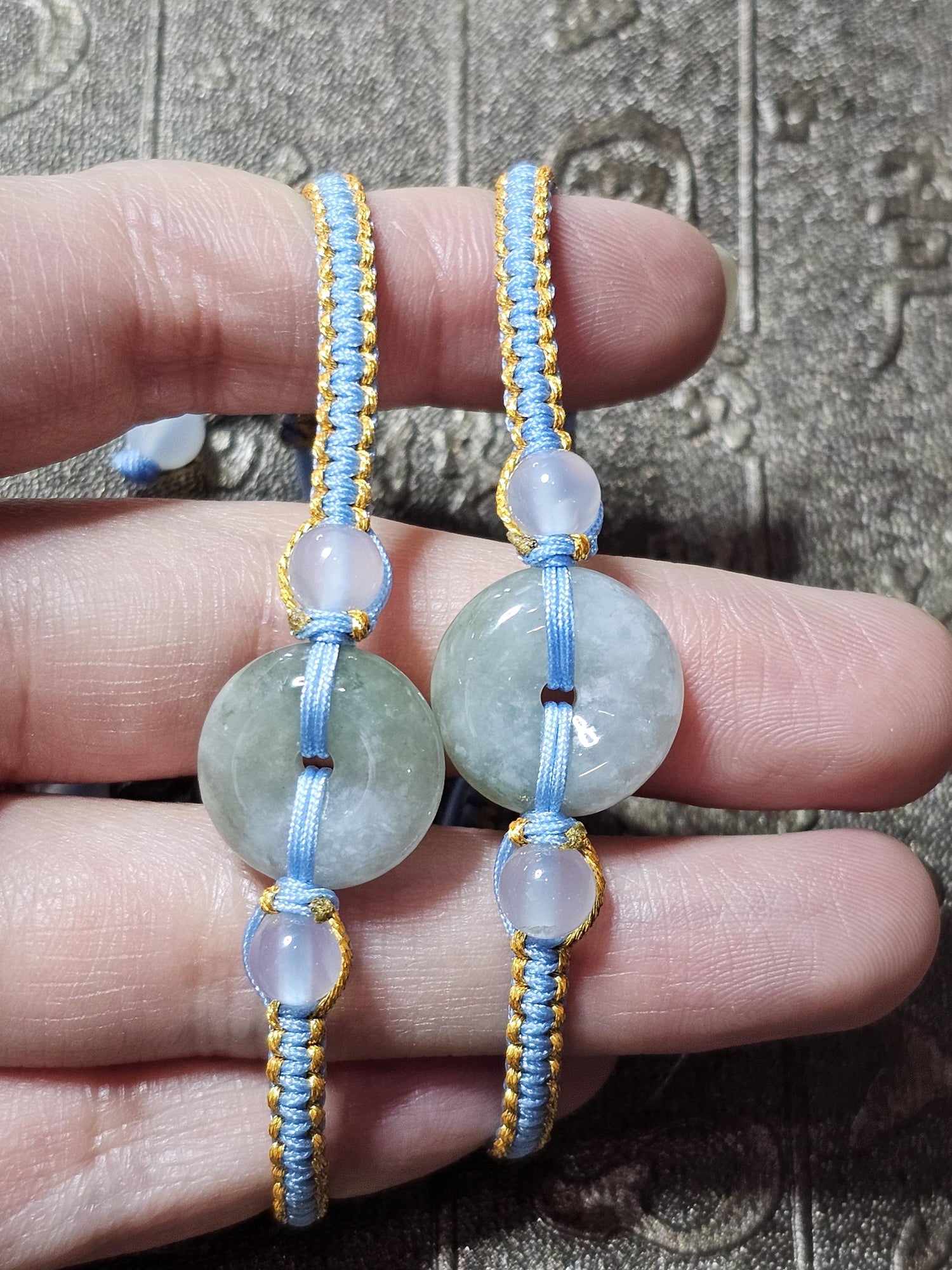 Burmese Jade Bracelet, Donut Jade Pendant, Braided Bracelet, Grounding, Protection, Amulet Bracelet