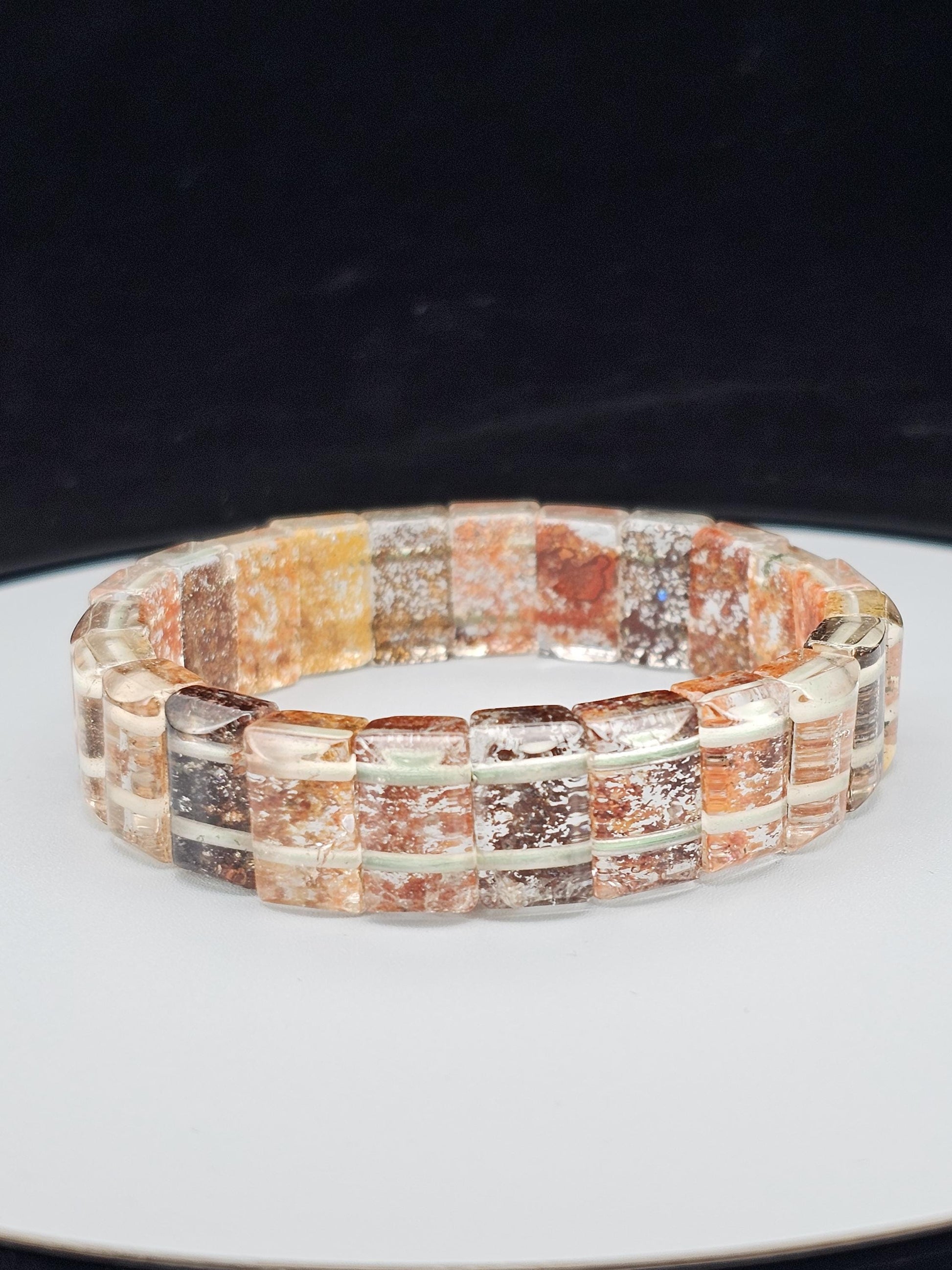Garden Phantom Bracelet, Grounded and Protected, Clear Negative Energy, Garden Phantom Retangle Bangle