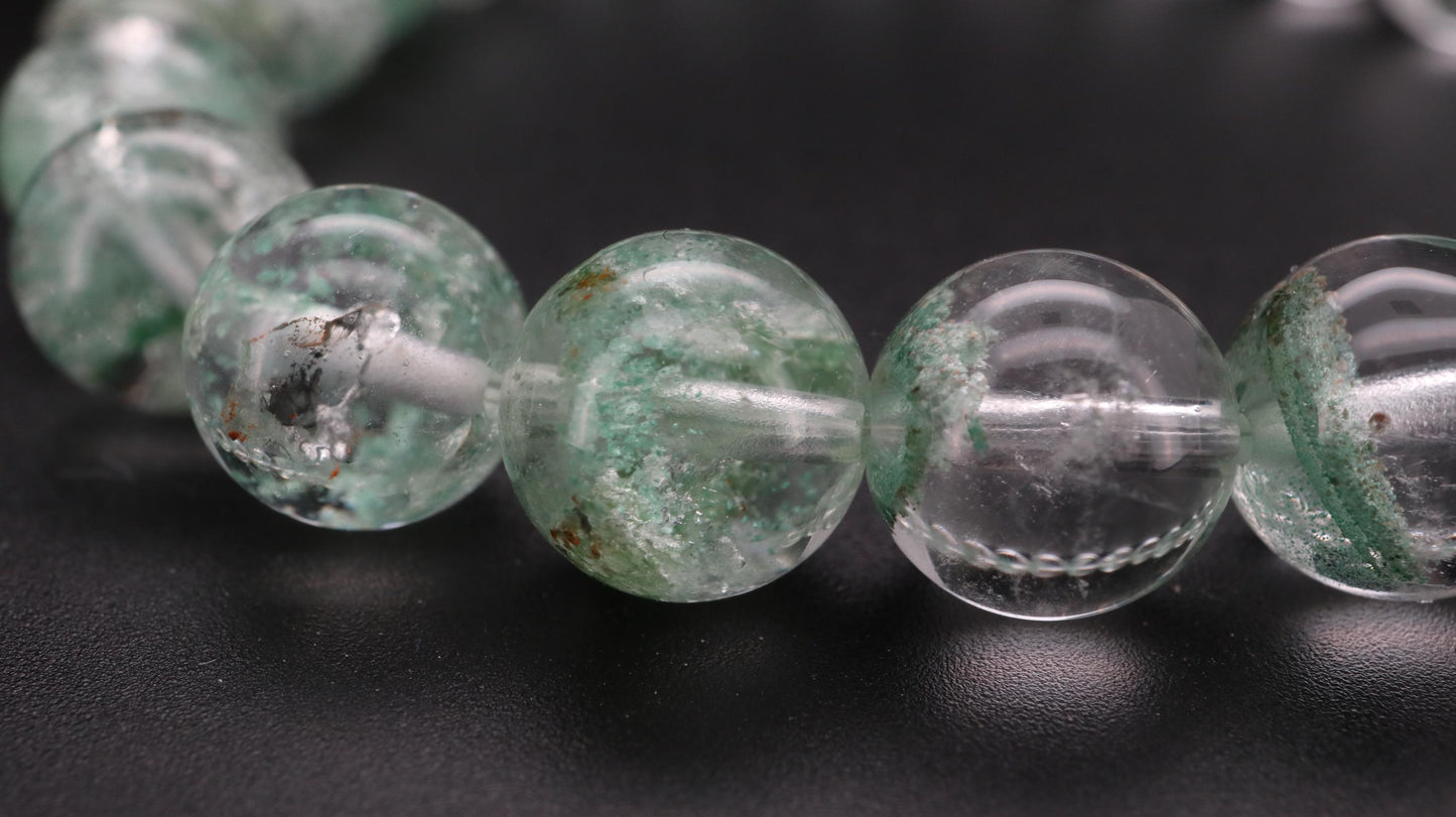 Green Phantom Bead Bracelet, Grounded and Protected, Clear Negative Energy