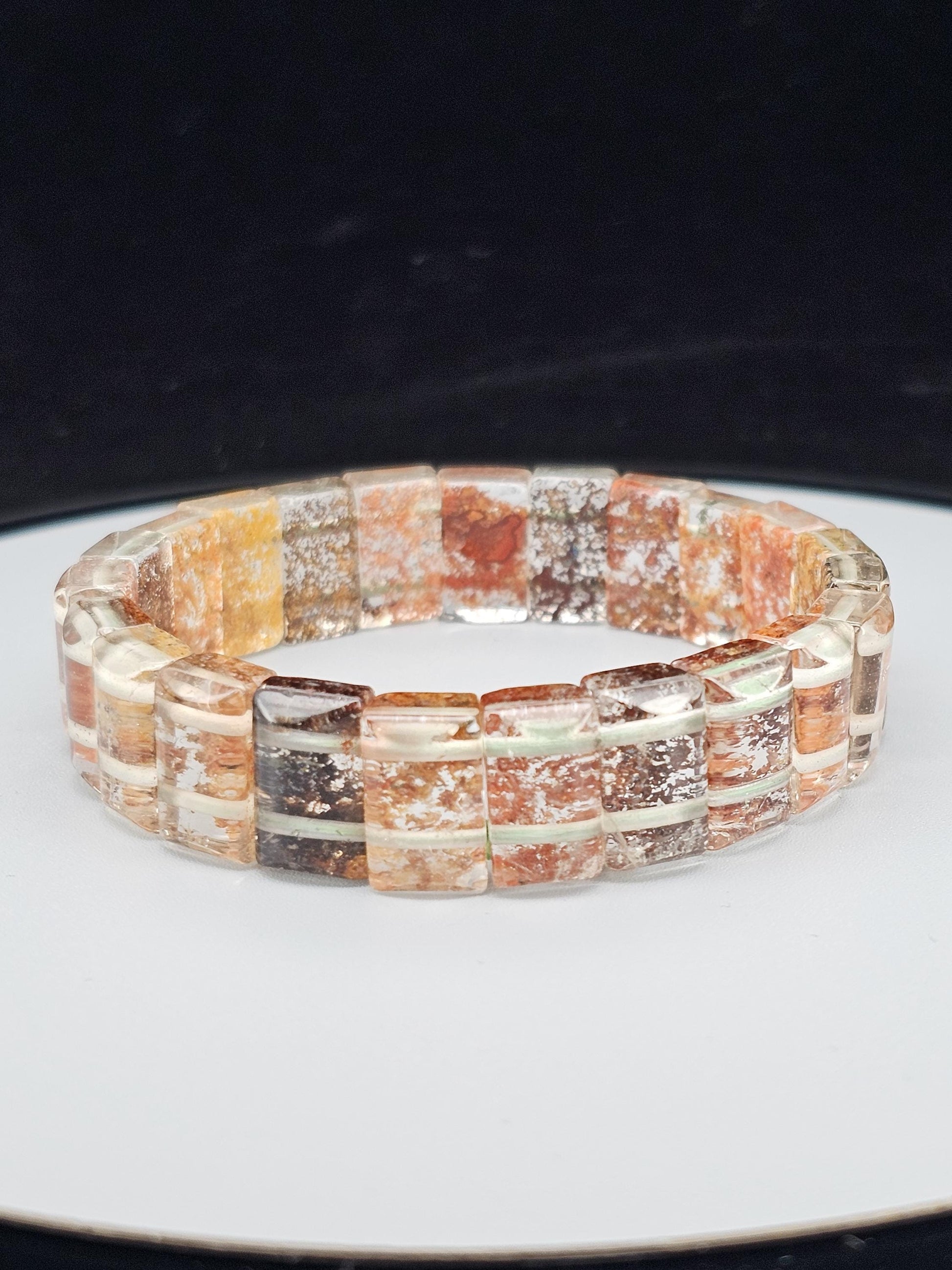 Garden Phantom Bracelet, Grounded and Protected, Clear Negative Energy, Garden Phantom Retangle Bangle