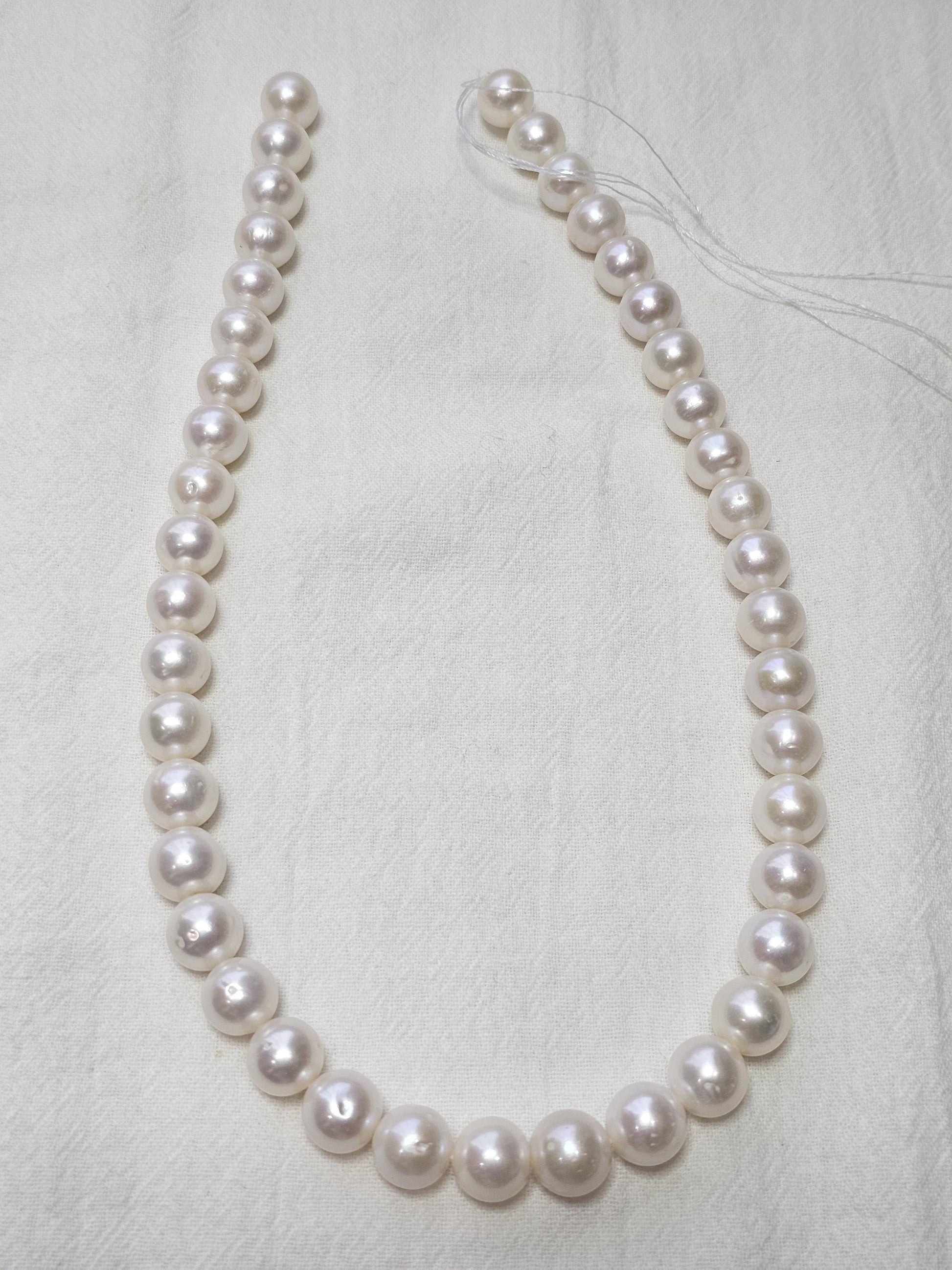 9-10mm Pearl Bead String, Handcrafted pearl necklace, Near Round large pearl, Natural Pearl high luster