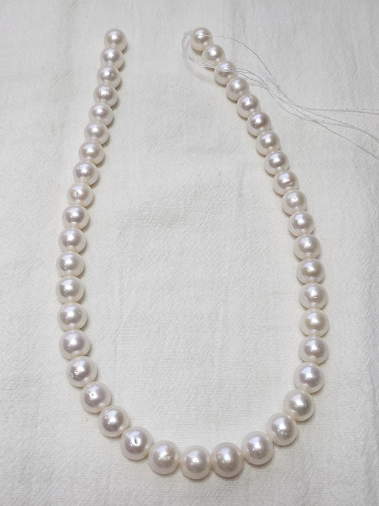 9-10mm Pearl Bead String, Handcrafted pearl necklace, Near Round large pearl, Natural Pearl high luster