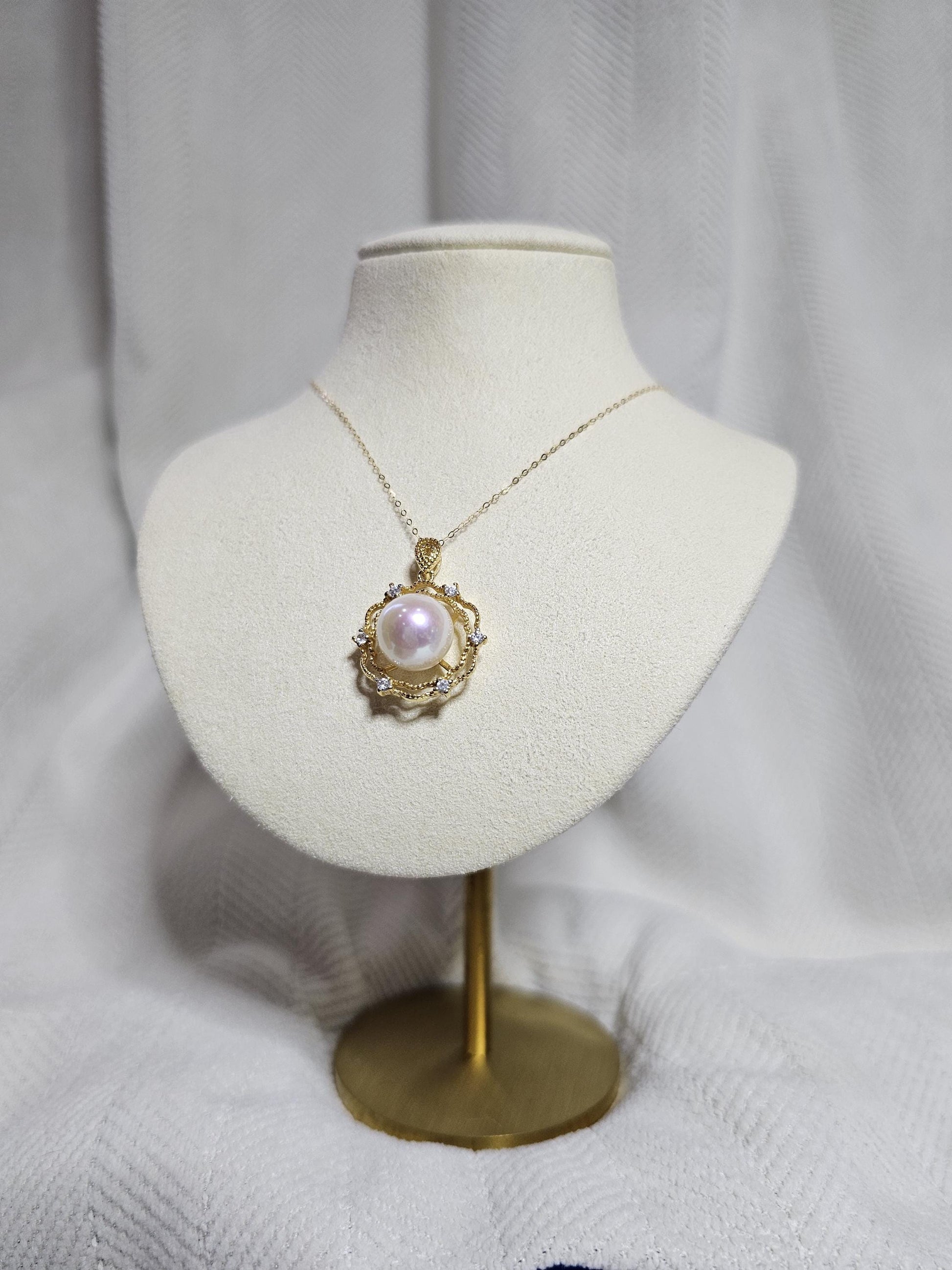 Freshwater Pearl Pendant, 18k Gold Pendant, Vintage Style Pearl Jewelry, Edison Pearl Pendant