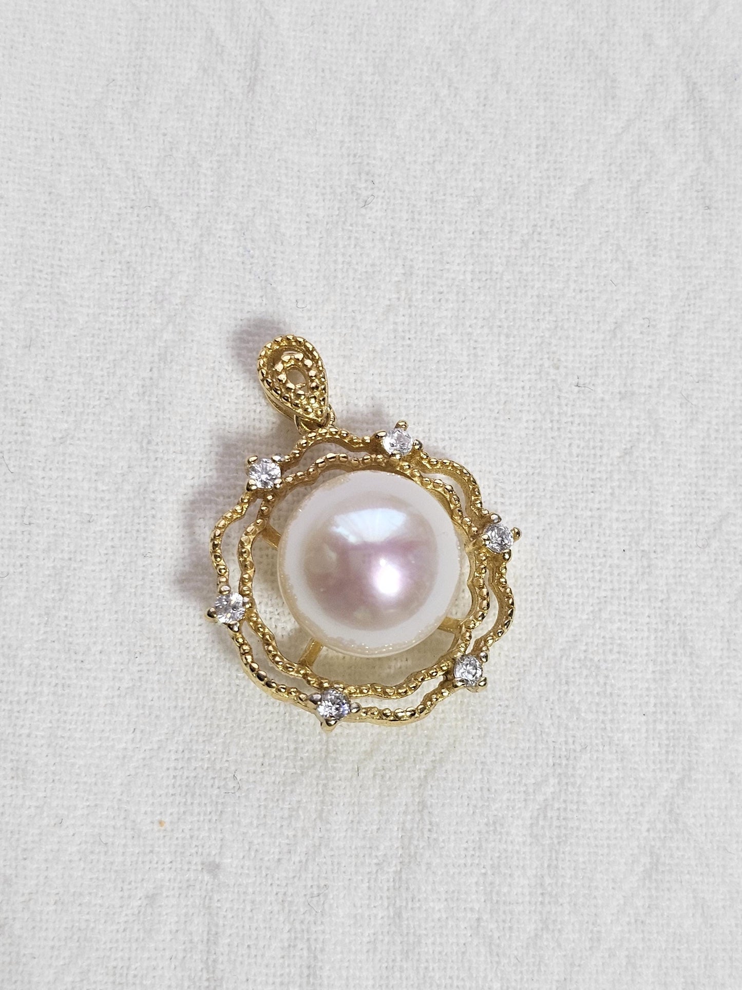 Freshwater Pearl Pendant, 18k Gold Pendant, Vintage Style Pearl Jewelry, Edison Pearl Pendant