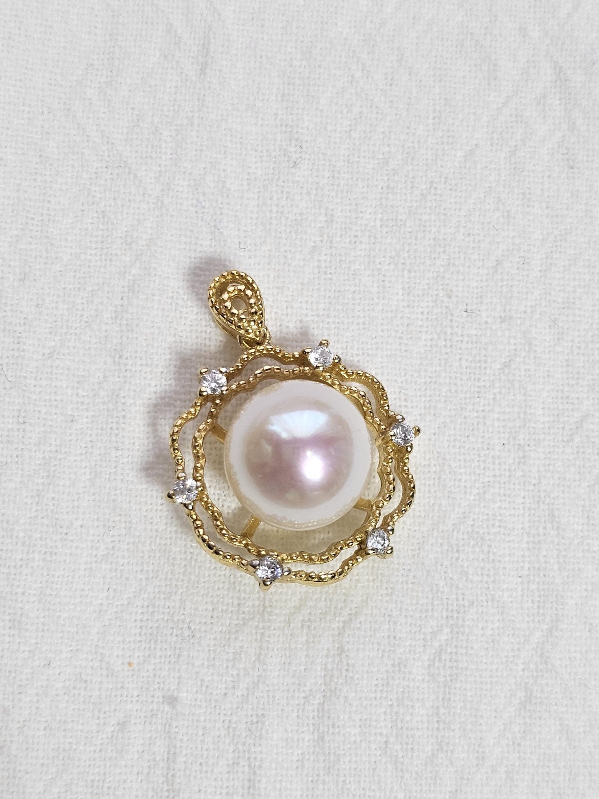 Freshwater Pearl Pendant, 18k Gold Pendant, Vintage Style Pearl Jewelry, Edison Pearl Pendant