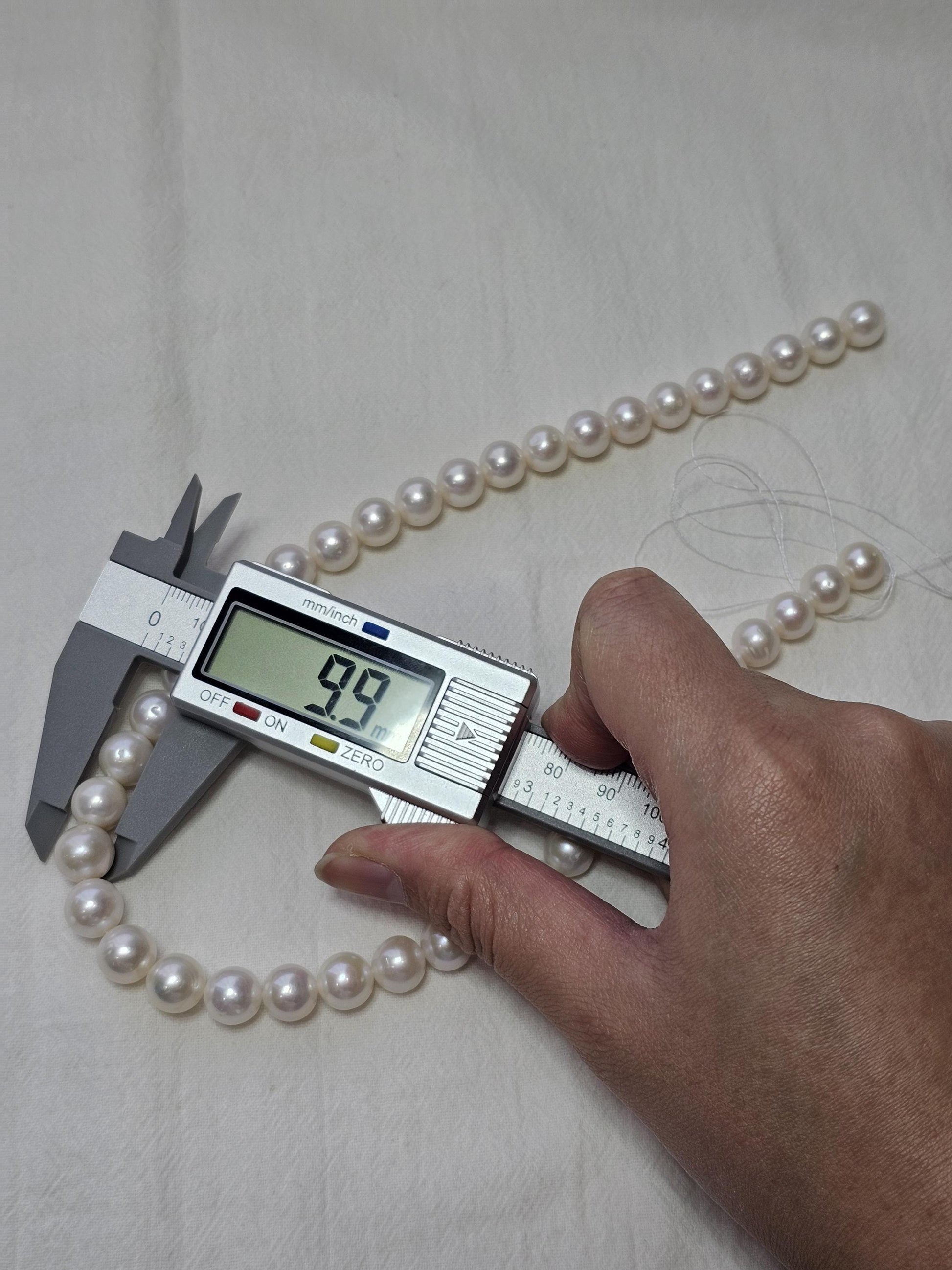 9-10mm Pearl Bead String, Handcrafted pearl necklace, Near Round large pearl, Natural Pearl high luster