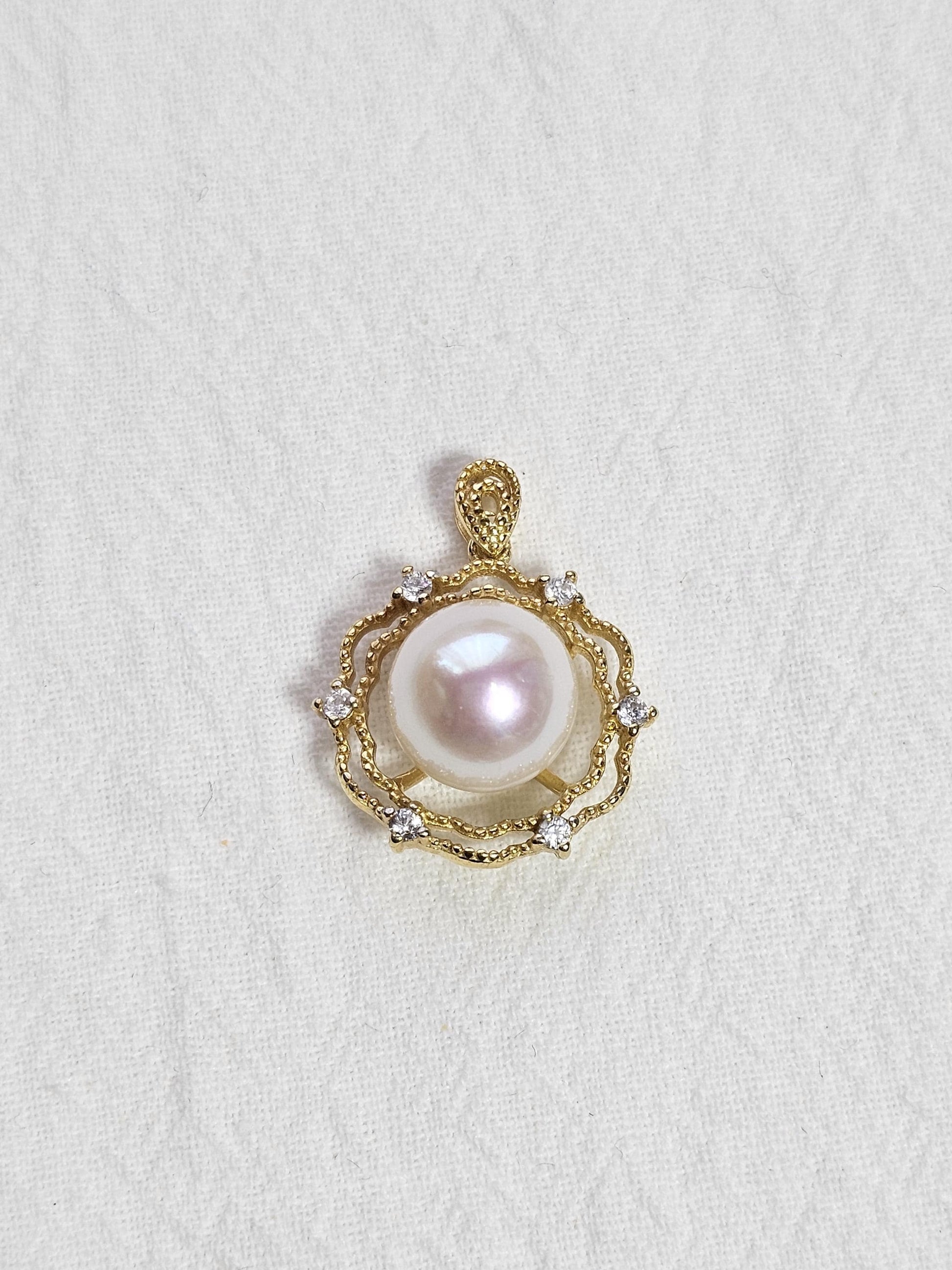 Freshwater Pearl Pendant, 18k Gold Pendant, Vintage Style Pearl Jewelry, Edison Pearl Pendant