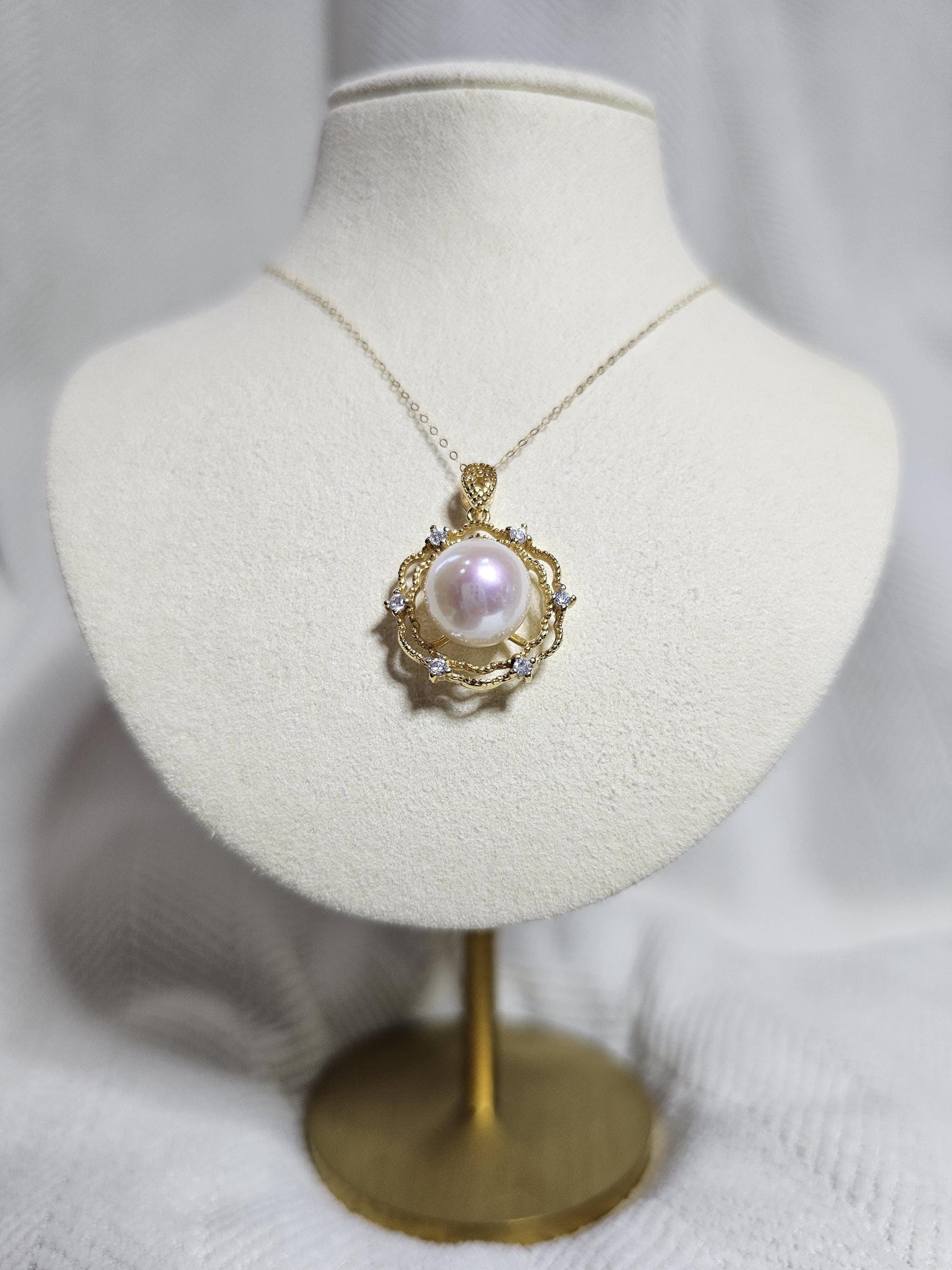 Freshwater Pearl Pendant, 18k Gold Pendant, Vintage Style Pearl Jewelry, Edison Pearl Pendant