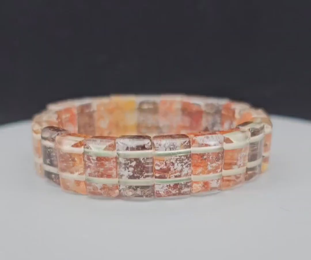 Garden Phantom  Bracelet, Grounded and Protected, Clear Negative Energy, Garden Phantom Retangle Bangle