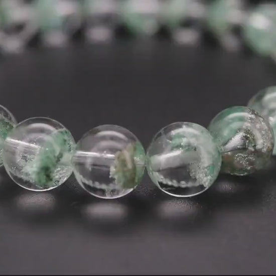 Green Phantom Bead Bracelet, Grounded and Protected, Clear Negative Energy